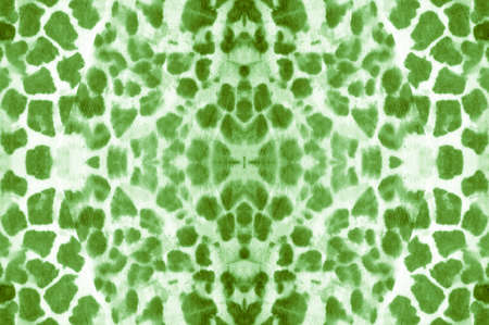 Seamless Giraffe Fur. Green Color. Brush Painted Animal Texture. African Exotic Print Design. Trendy Repeated Fabric Template. Watercolor Giraffe Fur.の写真素材