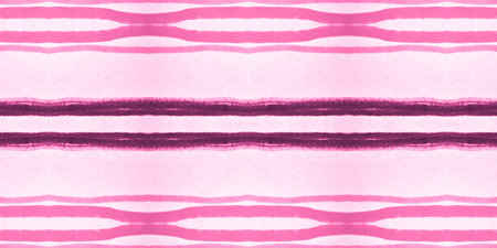 Watercolor Pink Stripes Background. Grunge Ribbon Pattern. Seamless Horizontal Vintage Print. Girly...