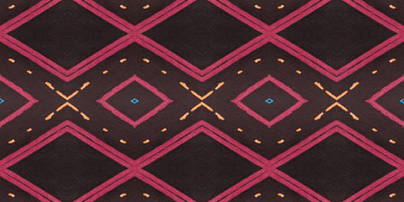 Seamless Rhombus Pattern. Drawn by Water Triangle Texture. Red Geometric Ikat Print. Diamond...