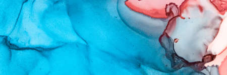 Pigment Abstract Art. Underwater Background. Brown Alcohol Ink Landscape. Contemporary Wave Paint. Water Abstract Art. Blue Minerals Illustration. Alcohol Ink Texture. Sea Abstract Art.の写真素材