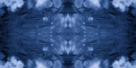 Seamless Denim Dyed Texture Shibori. Ethnic Swimwear Design. Artistic Paint Surface. Craft Vintage...