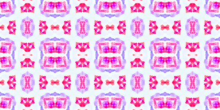 Seamless Watercolor Geometry. Japanese or Islamic Style. Purple Color. Fashion Tile Print. Abstract...