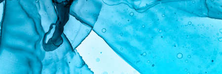 Abstract Teal Background. Alcohol Ink Illustration. Blue Aqua Art Texture. Contemporary Color Paint. Abstract Teal Wallpaper. Watercolour Illustration. Ocean Art Pattern. Abstract Teal Background.の写真素材