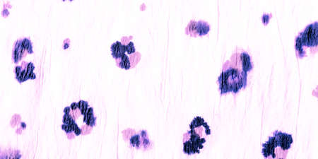 Animal Print Leopard. Zoo African Fashion Animal Background. Drawn by Hand Exotic Texture Design. Purple, Blue and Pink. Ink Textured Ocelot Leather. Watercolor Animal Print.の写真素材