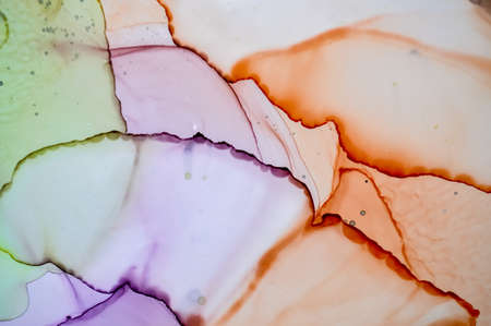 Alcohol Ink Background. Oil Art Painting. Contemporary Pattern. Pink Modern Flow. Multicolor Stains. Alcohol Inks Illustration. Wash Art Canvas. Rainbow Spots. Alcohol Ink Illustration.の写真素材