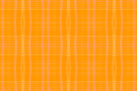 Summer Checks Print. Watercolor Plaid Border. Woven Stripes for Cloth Design. Seamless Orange Checks...