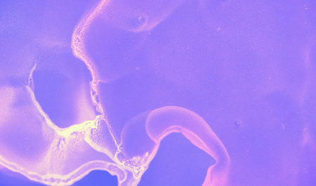 Abstract Flow Wallpaper. Blue Contemporary Modern Cover. Wave Oil Pattern. Violet Graphic Paint...