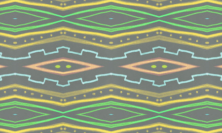 Seamless Tribal Background. Gray Navajo Ethnic Wallpaper. Drawn by Pen Aztec Texture. Geometric...
