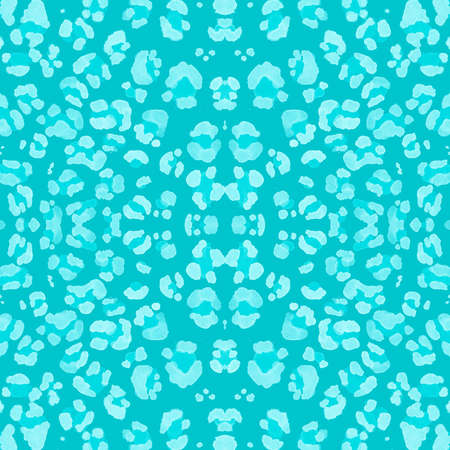 Watercolour Cheetah Skin. Abstract Giraffe Print. Camouflage Jungle Wallpaper. Seamless Fabric Design. Blue Spots Repeat. Watercolor Jaguar Skin. Fashion Cats Print. Watercolour Leopard Skin.の写真素材