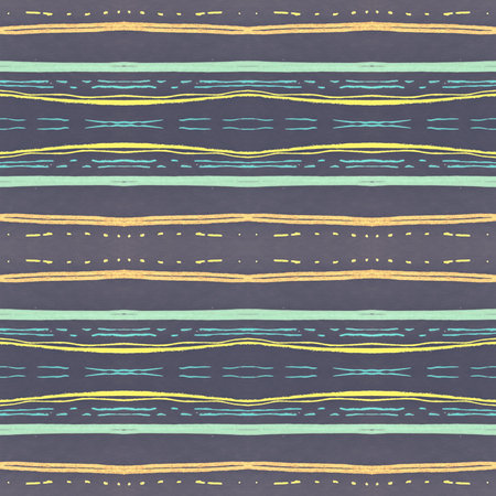 Seamless Artistic Stripes. Gray and Blue Simple Stroke Wallpaper. Geometric Grunge Texture. Black...