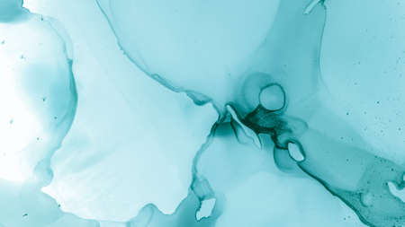 Watercolor Color Illustration. Alcohol Inks Pattern. Pastel Flow Design. Blue Sea Creative Abstraction. Teal Pastel Fluid Water. Blue Cloud Gradient Abstraction. Watercolor Wave Illustration.の写真素材
