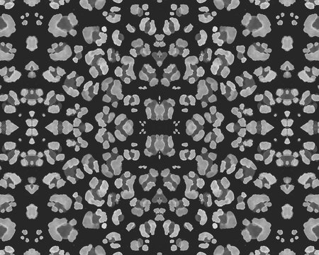 Seamless Leopard Repeat. Abstract Panther Fur. Black Watercolour Jungle Wallpaper. Fabric Design...