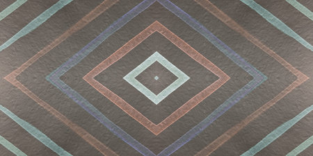 Ethnic Diamond. Drawn by Hand Rhombus Background. Seamless Watercolor Tribal Design. Geometric...