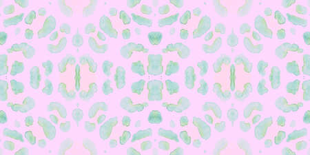 Seamless Cats Border. Watercolor Cheetah Fur Repeat. Spotted Tropical Ornament. Fashion Textile Design with Leopard Print. Cats Pattern. Watercolour Jaguar Fur Artwork. Green Cats Texture.の写真素材