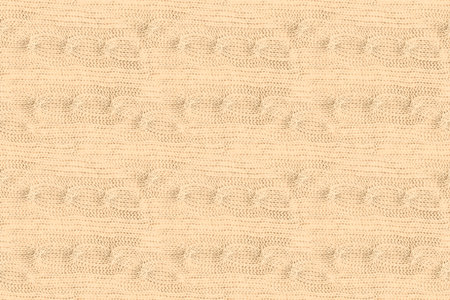 Beige Woolen Thread. Vintage Knitting Texture. Jacquard Xmas Background. Fiber Scandinavian Carpet....