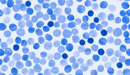 Seamless Circle Surface. Geometric Dots Ornament. Color Artistic Splatter. Vintage Snow Design. Blue...