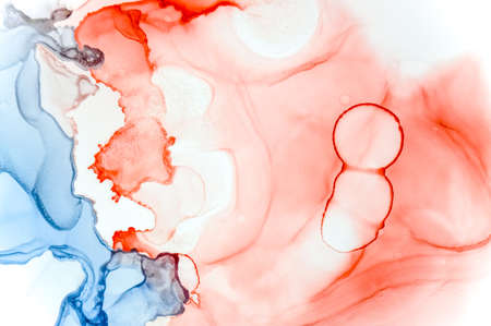 Alcohol Inks Background. Art Water Splash. White Sophisticated Texture. Pink Abstract Paint. Alcohol Ink Background. Watercolor Artwork. Red Modern Paint. Alcohol Inks Illustration.の写真素材