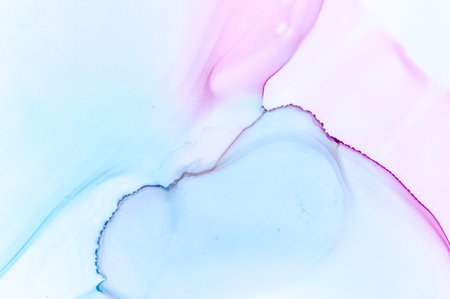 Alcohol Inks Paper. Pink Oil Design. Watercolor Illustration. White Abstract Flow. Alcohol Inks...
