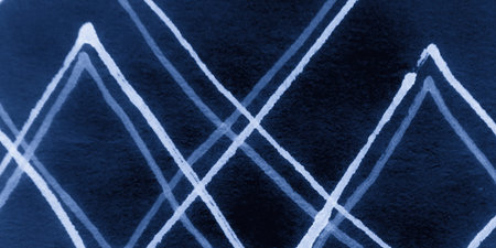 Indigo Geometrical Rhombus. Indigo Watercolor Diagonal. Marine Geometry Artwork. Indigo Watercolor...