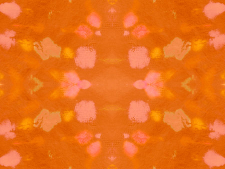 Seamless Autumn Batik Shibori Texture. Ethnic Kaleidoscope Pattern. Hand Drawn Surface. Vintage...
