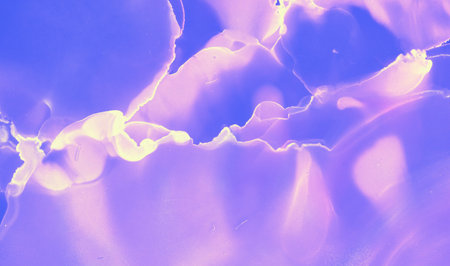 Abstract Flow Background. Blue Futuristic Modern Wall. Wave Oil Concept. Violet Abstract Paint...