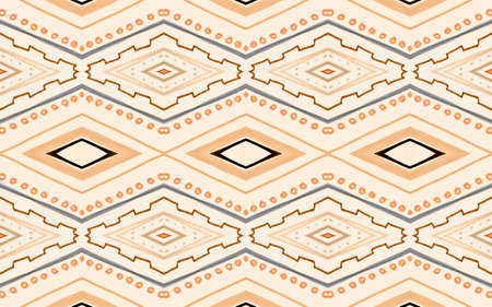 Seamless Aztec Pattern. Modern Ikat Ornament. Brown American Background with Drawn Zigzags. Aztec Print. Abstract Native Design. Tribal Ikat Texture. Mexican Design. Beige Aztec Print.の写真素材