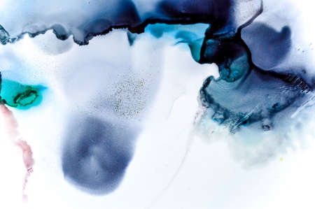 Water Paper with Alcohol Ink Paint. Color Drop Design. Sophisticated Flow Art. Ethereal Background. Contemporary Flow Art. Color Oil Effect. Creative Illustration. Sophisticated Flow Wave.の写真素材