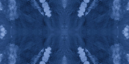 Seamless Denim Dyed Dirty Art Print. Abstract Aquarelle Fabric. Handmade Wallpaper. Acrylic Craft...