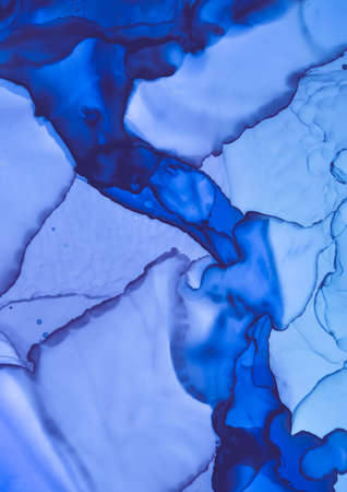 Ultramarine Fluid Wallpaper. Modern Alcohol Ink Texture. Watercolor Liquid Poster. Blue Flow Wallpaper. Acrylic Alcohol Ink Texture. Watercolor Liquid Design. Fluid Illustration.の写真素材