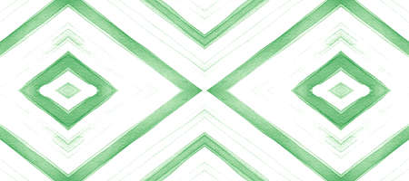 Ethnic Diamond Print. Watercolour Zigzags Background. Seamless Drawn by Water Ikat Border. Geometric Triangles Shapes. Grunge Ethnic Diamond. Stripes Chevron. Green Ethnic Diamond.の写真素材