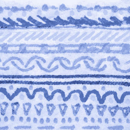 Maritime Watercolour Mosaic. Abstract Ethnic Element. Marine Wallpaper Paint. Indigo Artistic Grunge. Indigo Modern Artistic Wall. Watercolour Artwork. Vintage Tribal Pattern.の写真素材
