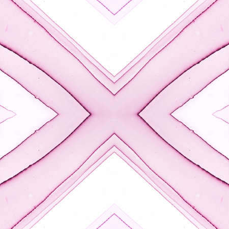 Watercolor Stripes. Geometric Seamless Pattern. Hand Drawn Triangle Border. Abstract Ethnic Background. Green Watercolour Rhombus. Tribal Carpet Design. Triangle Texture. Watercolor Pastel Diamond.の写真素材