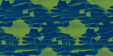 Cracked Paint Texture. Blue Worn Crack Surface. Grungy Dirty Poster. Rustic Wood Material. Green...