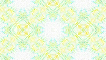 Boho Water Print. Watercolor Artistic Traditional Background. Yellow, Green and White. Tie-Dye Boho Abstract Texture. Seamless Boho Water Print.の写真素材