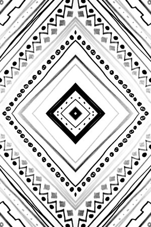 Seamless Geometric Stripes Pattern. Vintage Zig Zag Background. Black and White Tribal Diamonds....