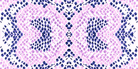 Seamless Predator Pattern. Alligator Leather Animal Print. Purple, Blue and Pink Colors. Aquarelle...