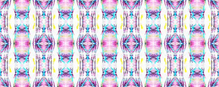 Seamless Ethnic Pattern. Bohemian Background. Purple, Blue and Yellow. Aquarelle Painted Wallpaper....
