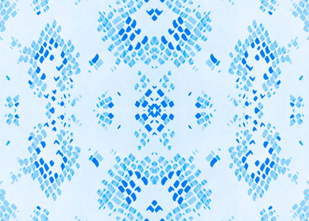 Seamless Snake Skin Pattern. Blue and White Colors. Trendy Exotic Wallpaper. Python Leather Wild...