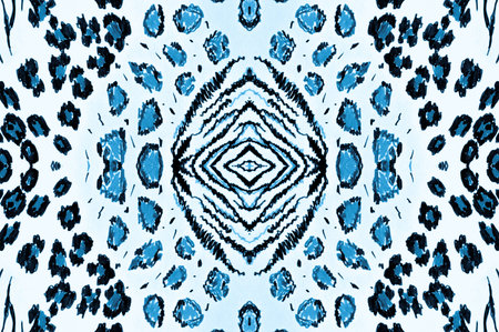 Seamless Zebra Print. Blue and Black Colors. Trendy Drawing Wild Cobra. Brush Painted Luxury Safari...