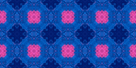 Abstract Kaleidoscope Seamless. Psychedelic Background in Blue and Pink Colors. Abstract Aquarelle...
