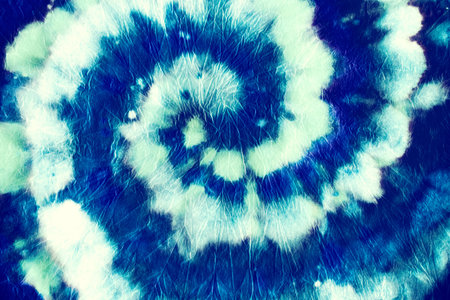 Indigo Tie Dye. Batik Light Design. Hippie Circle Backdrop. Blue Tye Die Dress. Spiral Texture....
