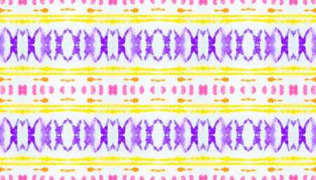 Seamless Ink Paint. Abstract Handdrawn Gouache Effect. Colorful Mexican, Aztec Style. Repeated...