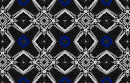 Watercolor Ikat Design. Ogee Ornament. Aquarelle Painted Rug. Bohemian Ornamental Traditional Etnic...