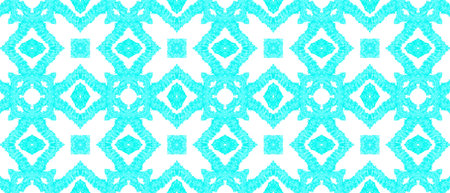 Seamless Talavera Pattern Design. Ink Textured Floor Design. Watercolour Bohemian Rapport. Blue and...