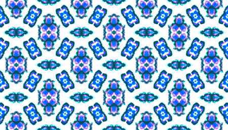 Seamless Leopard Pattern. Animal Background. Exotic Handdrawn Fabric Design. Blue, Purple and White....