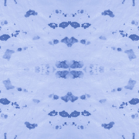 Seamless Indigo Tie Dye Texture. Abstract Aquarelle Fabric. Handmade Wallpaper. Crumpled Grunge...