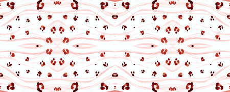 Seamless Stripes Ornament. Red Abstract Wildlife Texture. Animal Watercolor Pattern. Wild Skin...