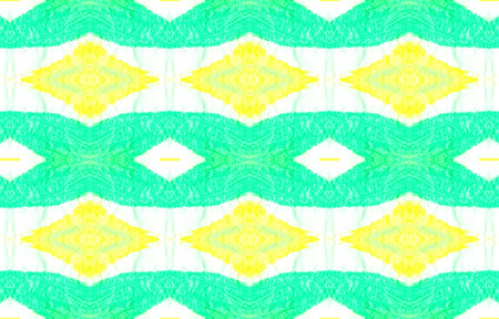 Seamless Distress Paper. Green and Yellow Aztec Style. Endless Traditional Background. Abstract...