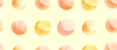 Yellow Wrapping Paper Print. Red Modern Polka Dots Wallpaper. Orange Watercolour Dots. Aquarelle...