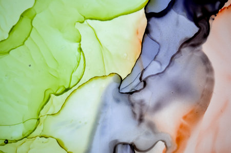 Alcohol Inks Illustration. Water Art Design. Contemporary Paper. White Ethereal Flow. Rainbow...